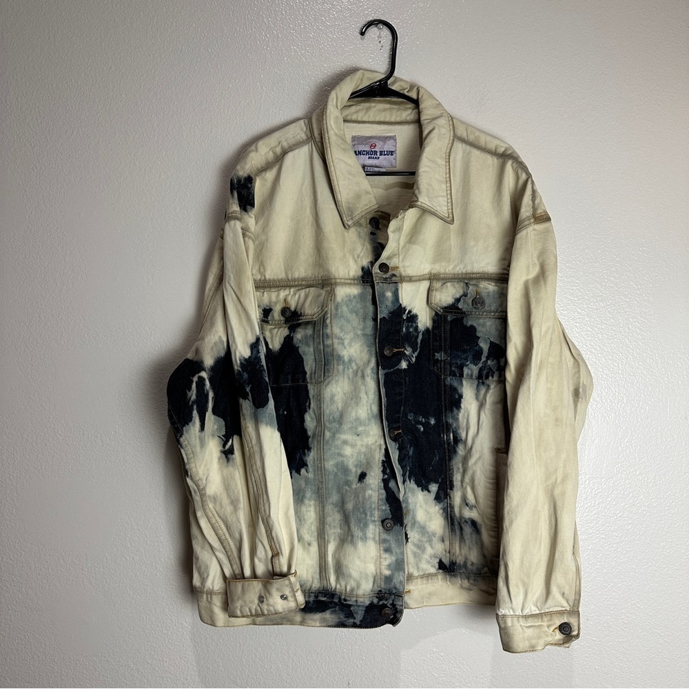 Anchor Blue Brand Denim Bleached Distressed Jacket Size XXL
